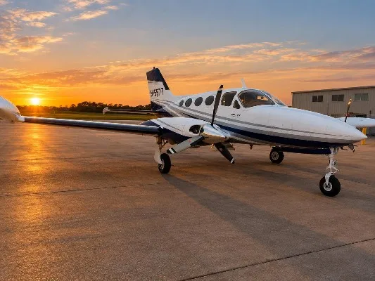 Marketing image of a 1970 Cessna 414.