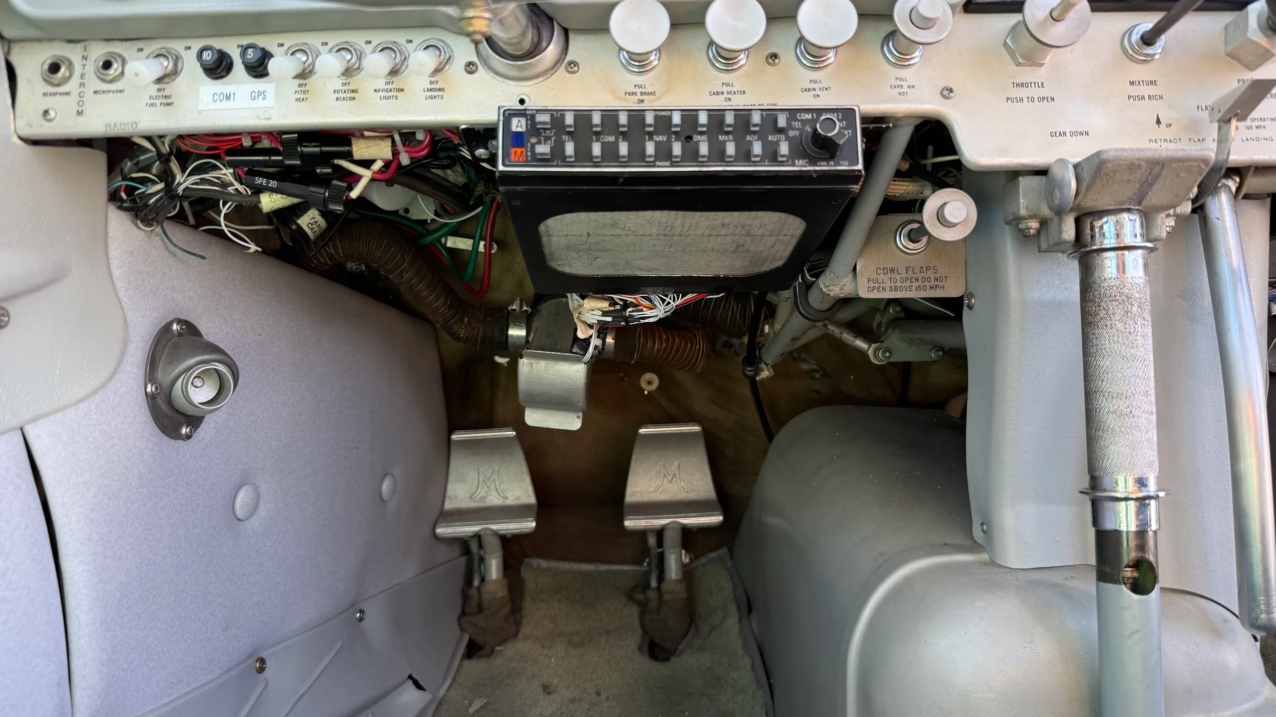 Cockpit and instrument panel of a 1965 Mooney M20C - $65,900 - N5963Q (Here at Placerville).