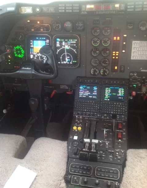 Avionics suite of a 2004 Hawker 400XP.