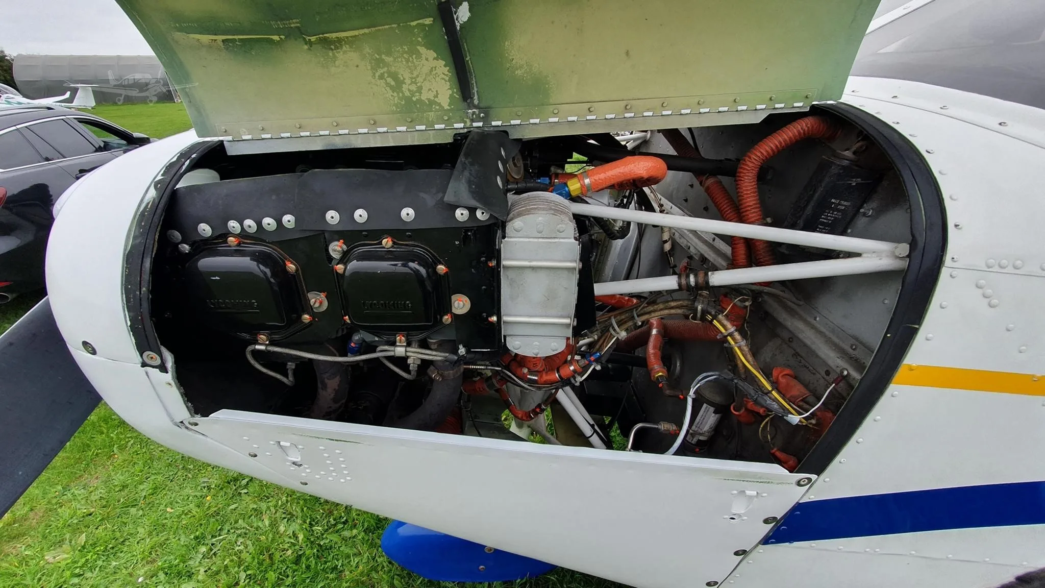 Engine detail of a 1976 PIPER WARRIOR.