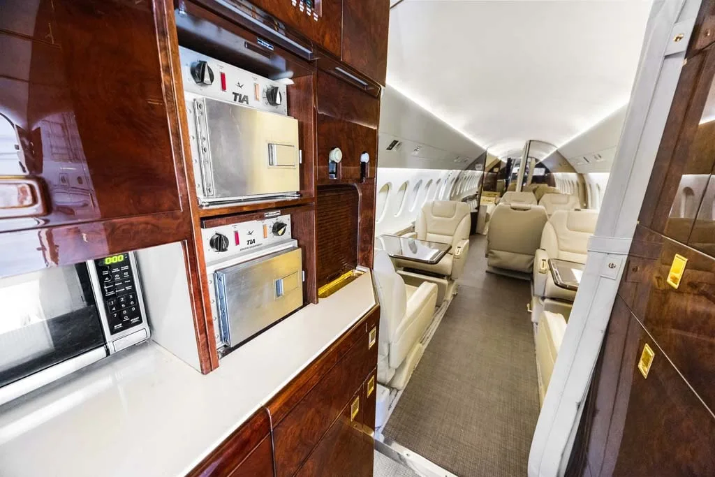 Cabin interior of a 1990 Dassault Falcon.