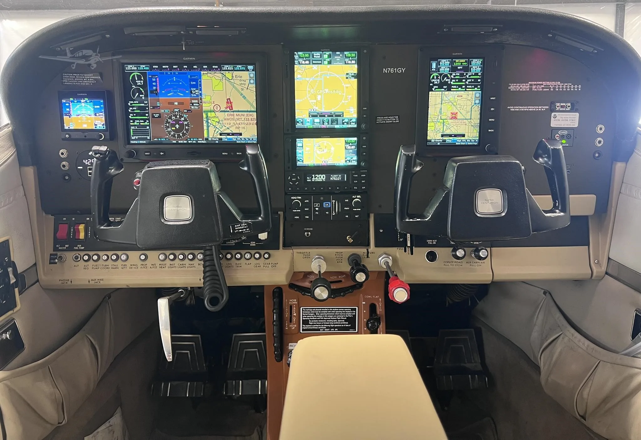 Cockpit and instrument panel of a 1977 CESSNA TURBO 210M.