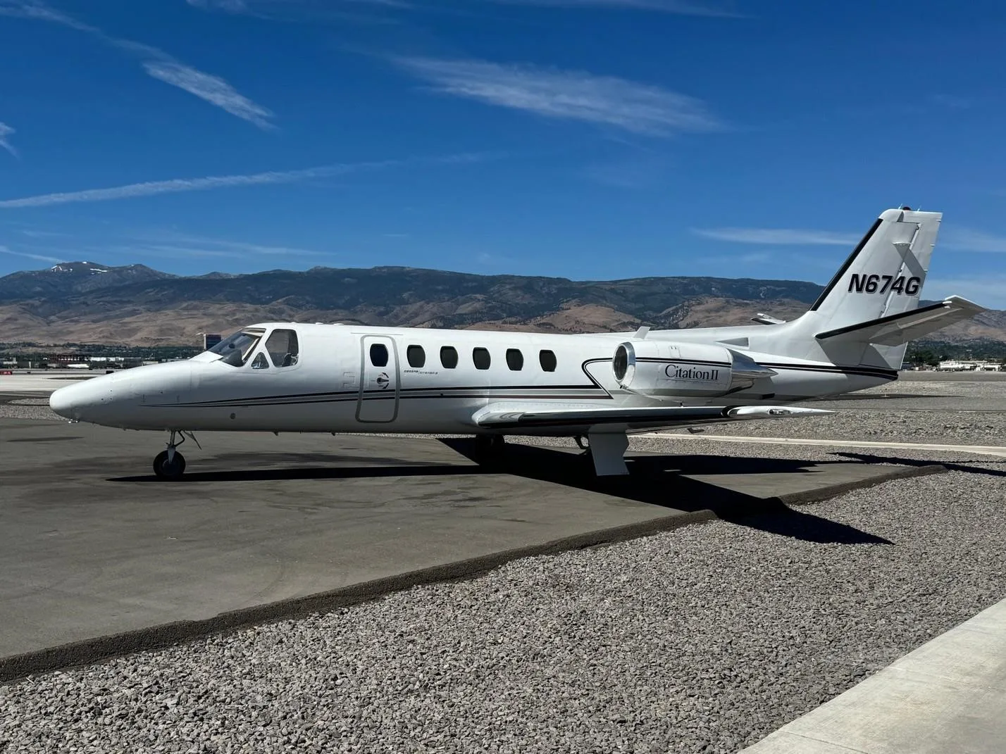 Exterior view of a 1982 CESSNA CITATION II, N674G.