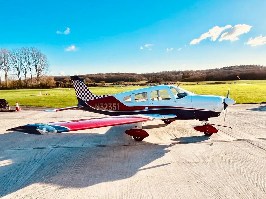 Exterior view of a 1976 Piper PA28-151 Cherokee Warrior.