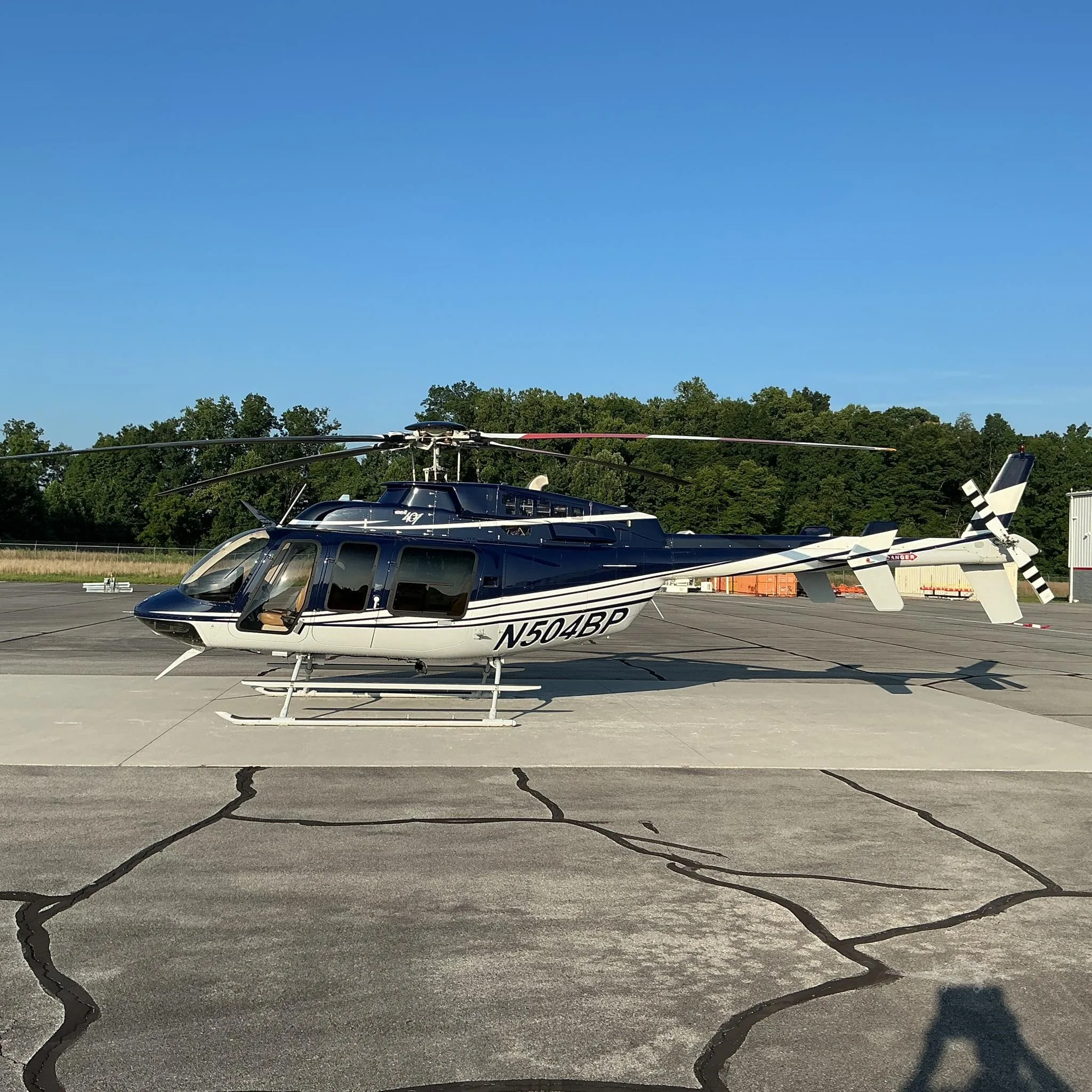 Exterior view of a 2004 BELL 407, N504BP.