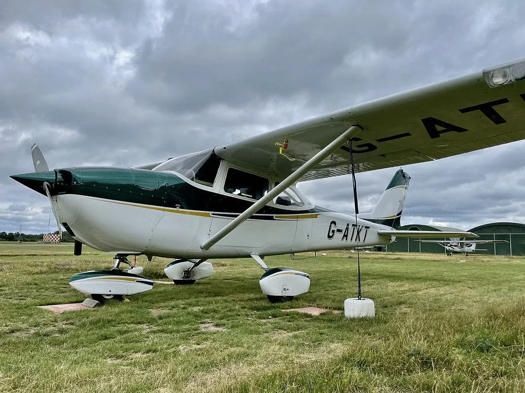 Exterior view of a 1971 Cessna F177RG.