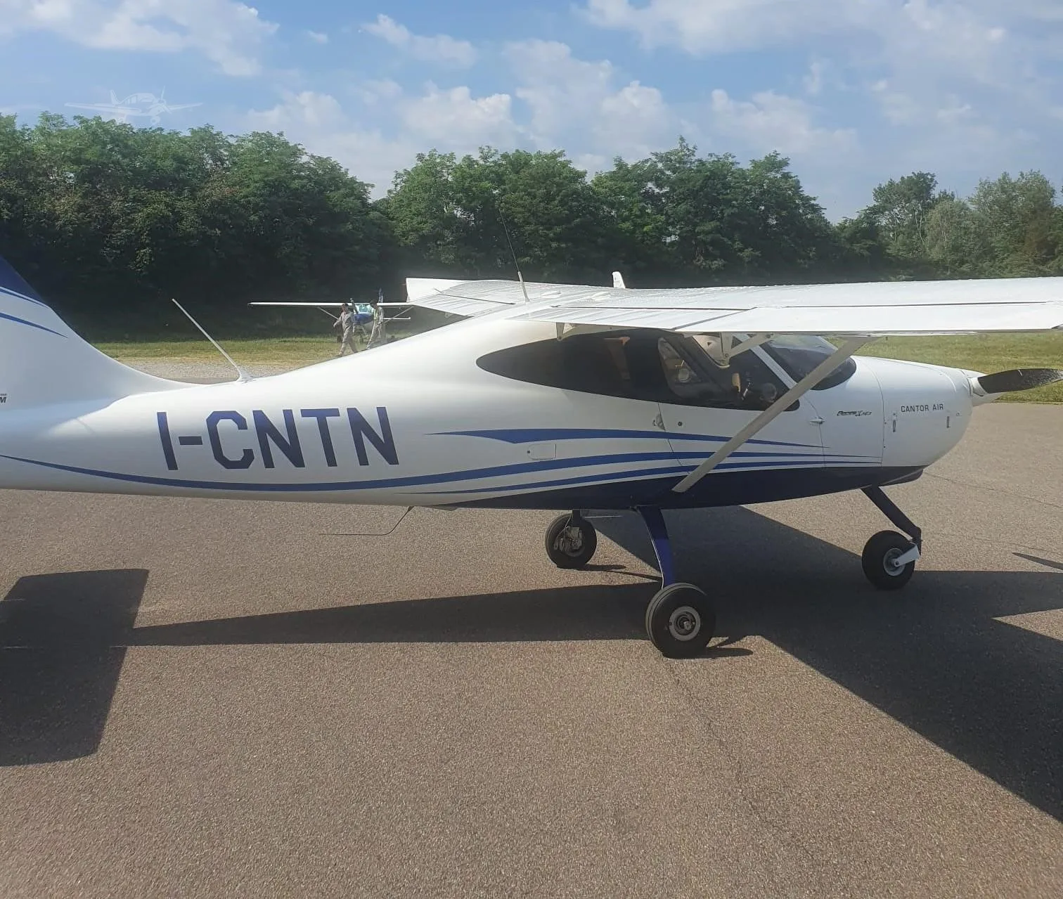 Exterior view of a 2019 TECNAM P2008 JC, I-CNTN.
