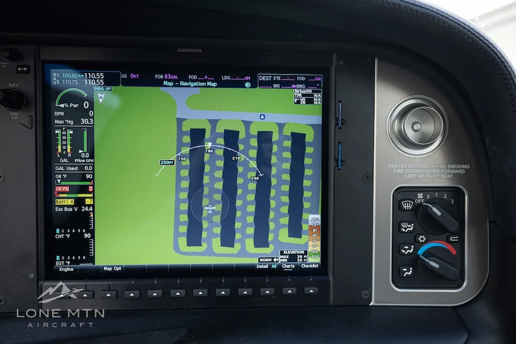 Avionics suite of a 2023 Cirrus SR22 G6 GTS.