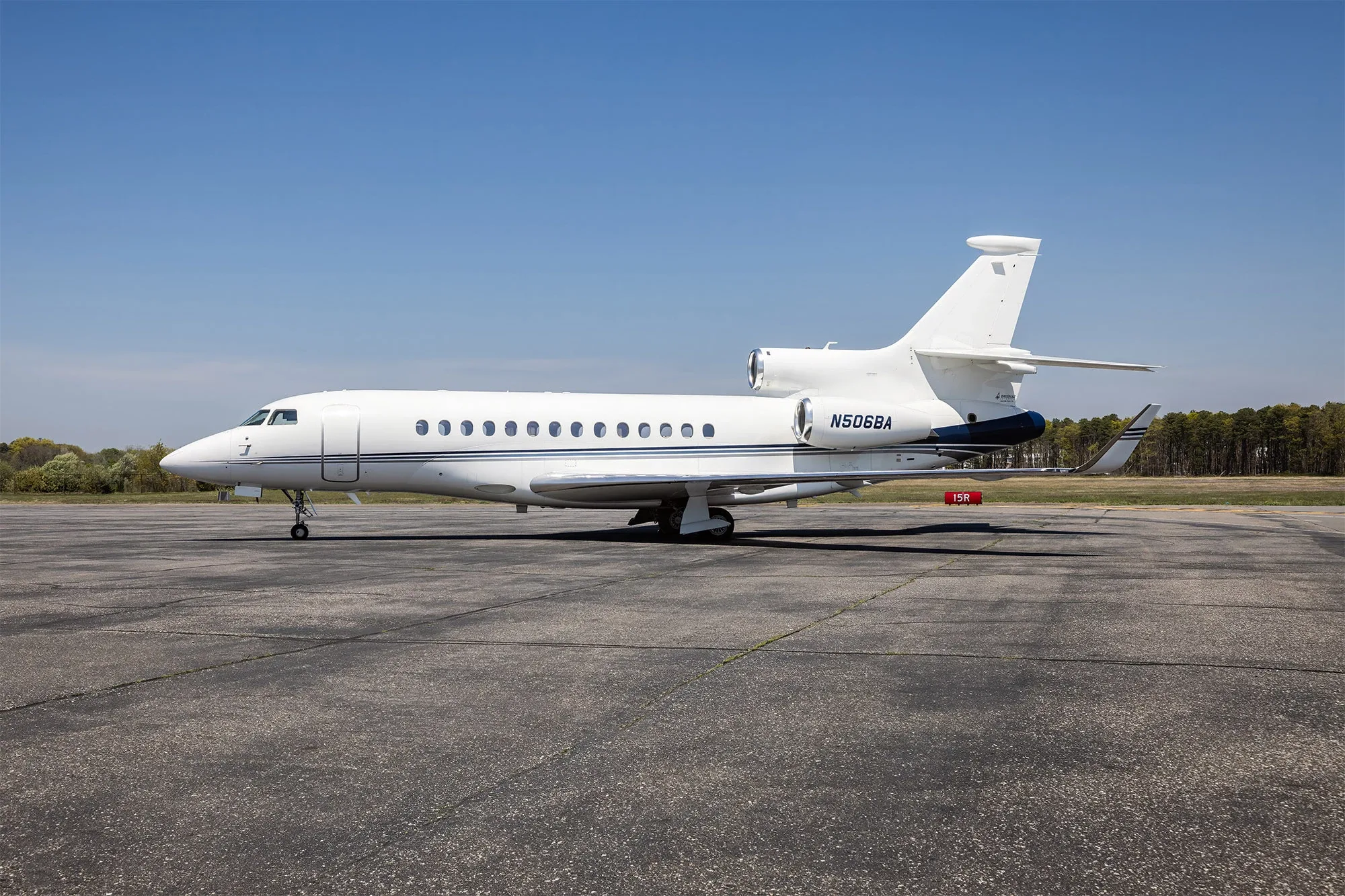 Exterior view of a 2013 Dassault Falcon 7X.
