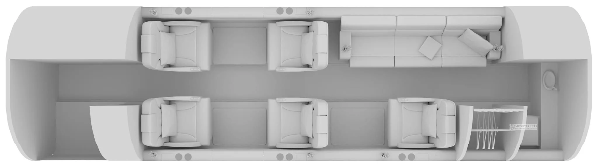 Cabin interior of a 1997 HAWKER 800XP.