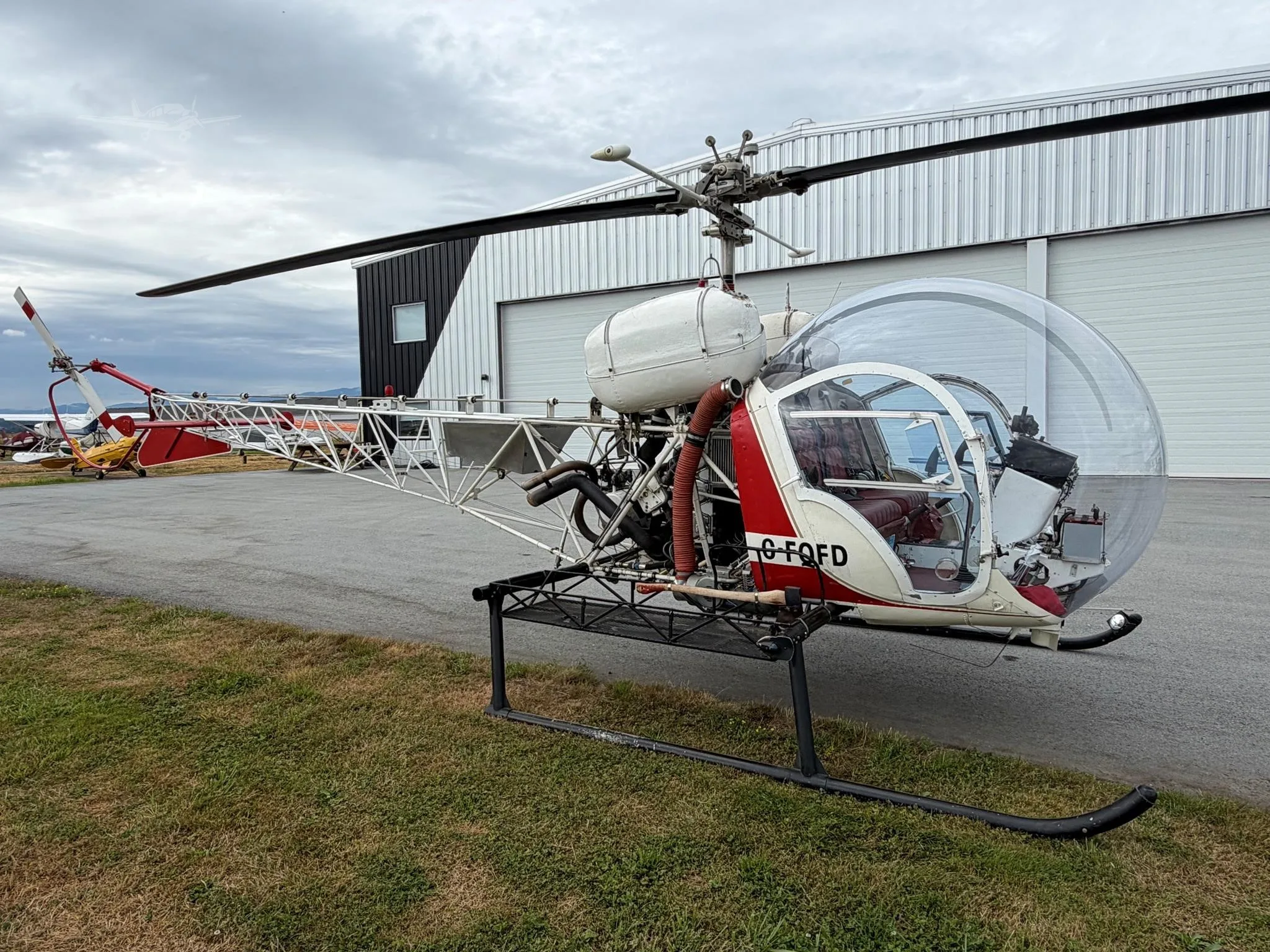 Exterior view of a 1969 BELL 47G-3B-2, C-FOFD.