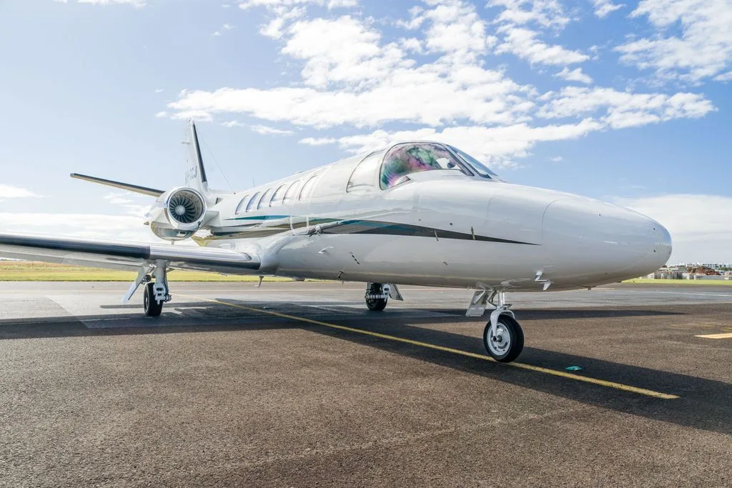 Exterior view of a 2001 Cessna Citation Bravo, VH-CCJ.