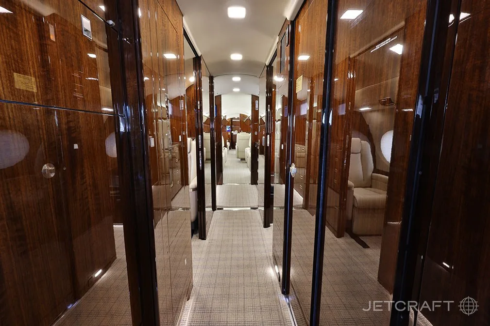 Cabin interior of a 2013 Gulfstream G650ER.