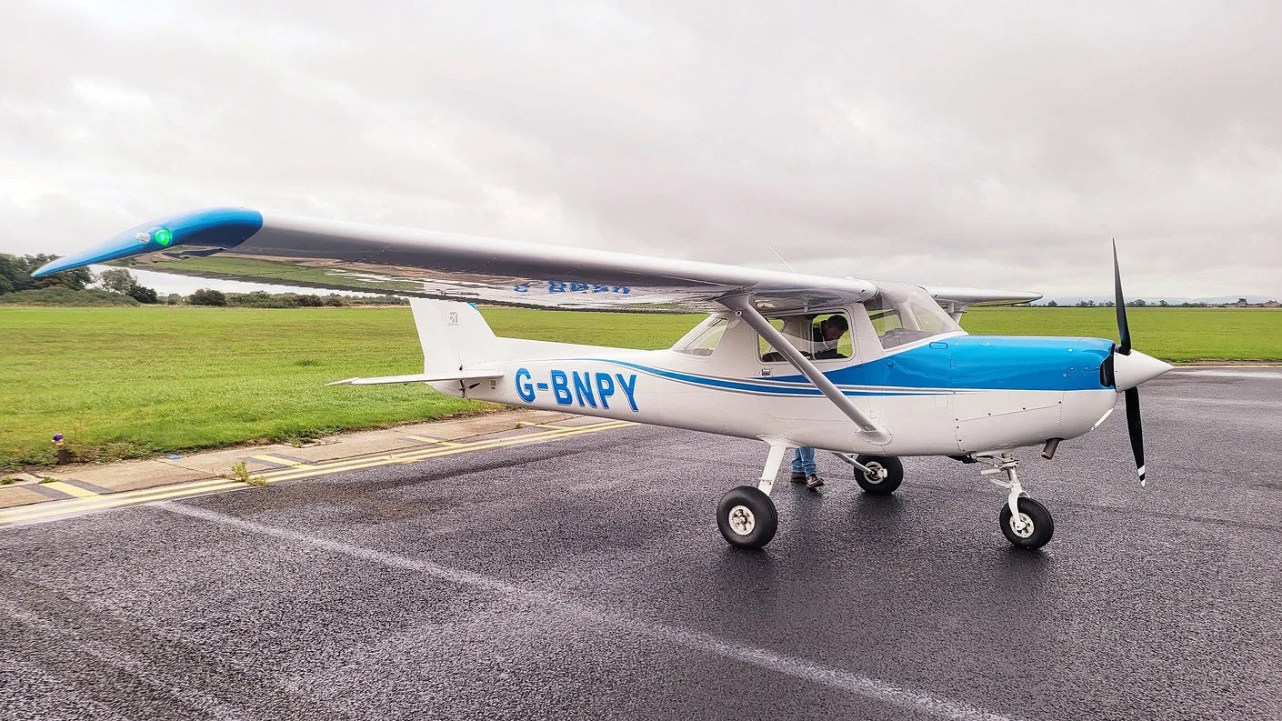 Exterior view of a 1977 Cessna 152.