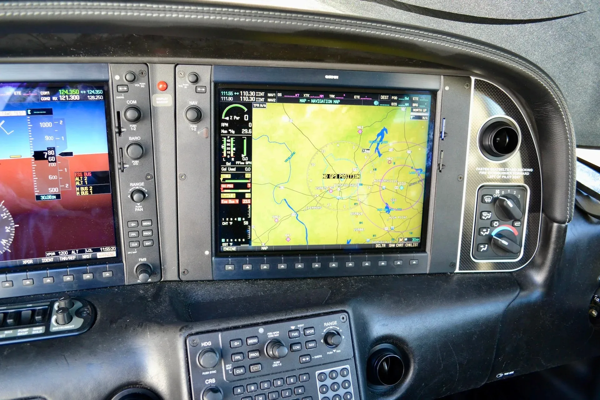 Avionics suite of a 2016 Cirrus SR22 GTS.