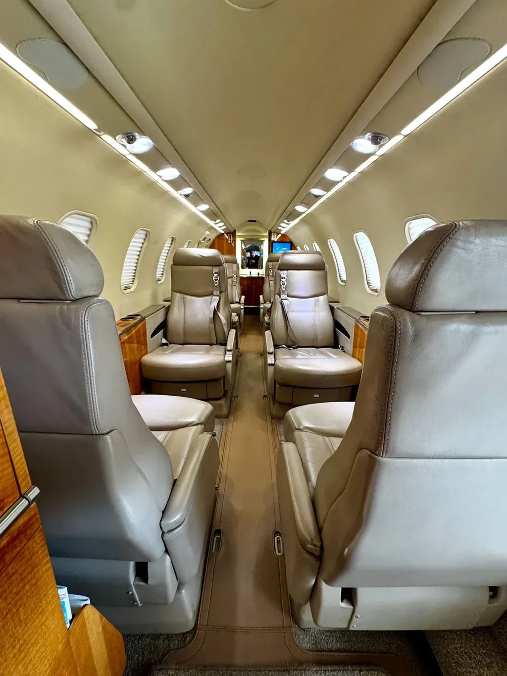 Cabin interior of a 2008 Learjet 45 XR.