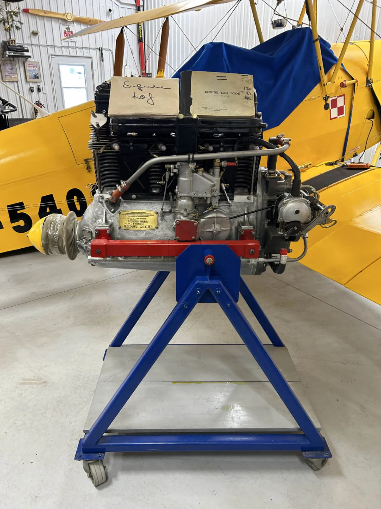 Engine detail of a 1940 de Havilland DH.82A Tiger Moth.