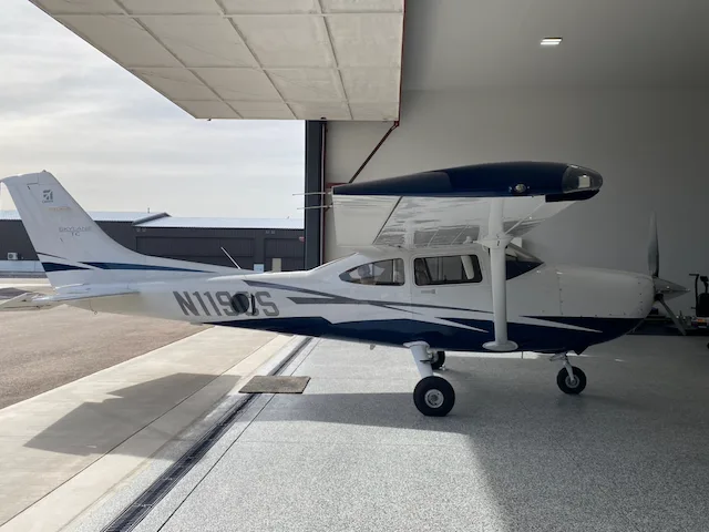 Exterior view of a 2011 Cessna Turbo 182T, N119CS.