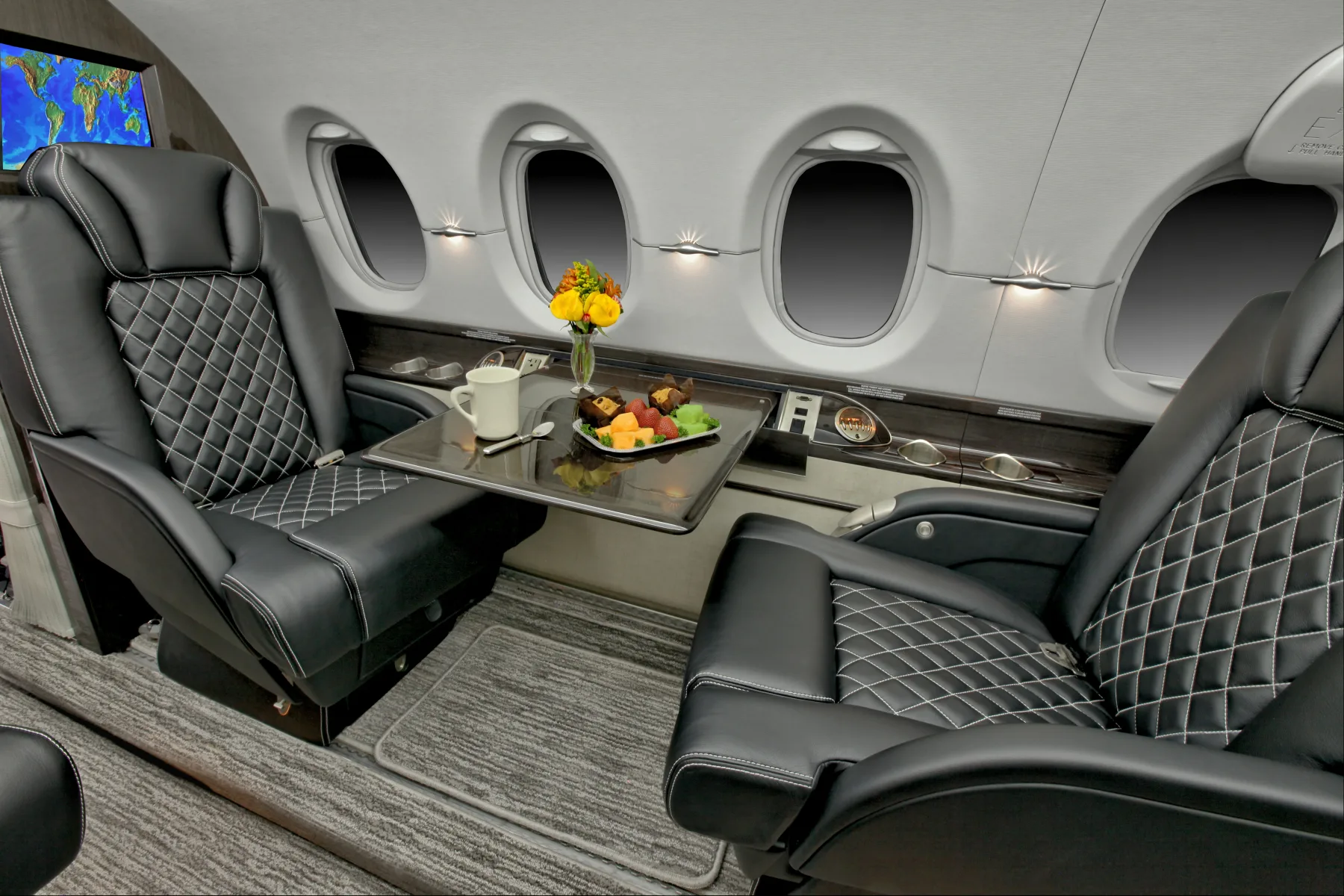 Cabin interior of a Hawker 800XP –.