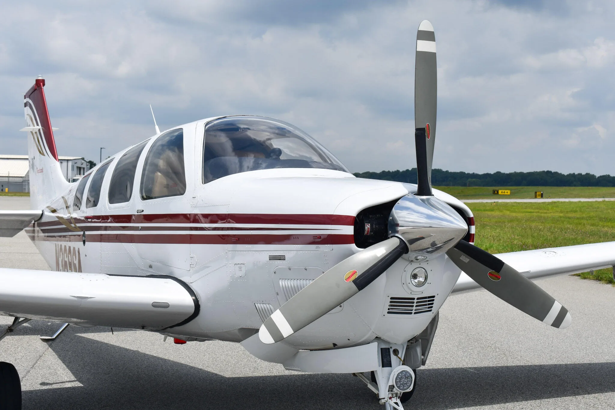 Exterior view of a 2001 Beechcraft A36 Bonanza.