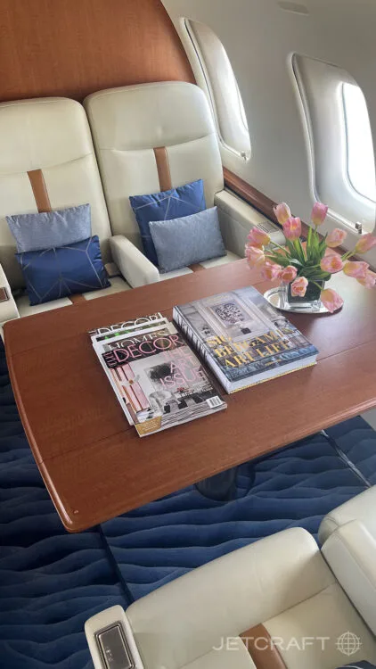 Cabin interior of a 2003 Bombardier challenger.