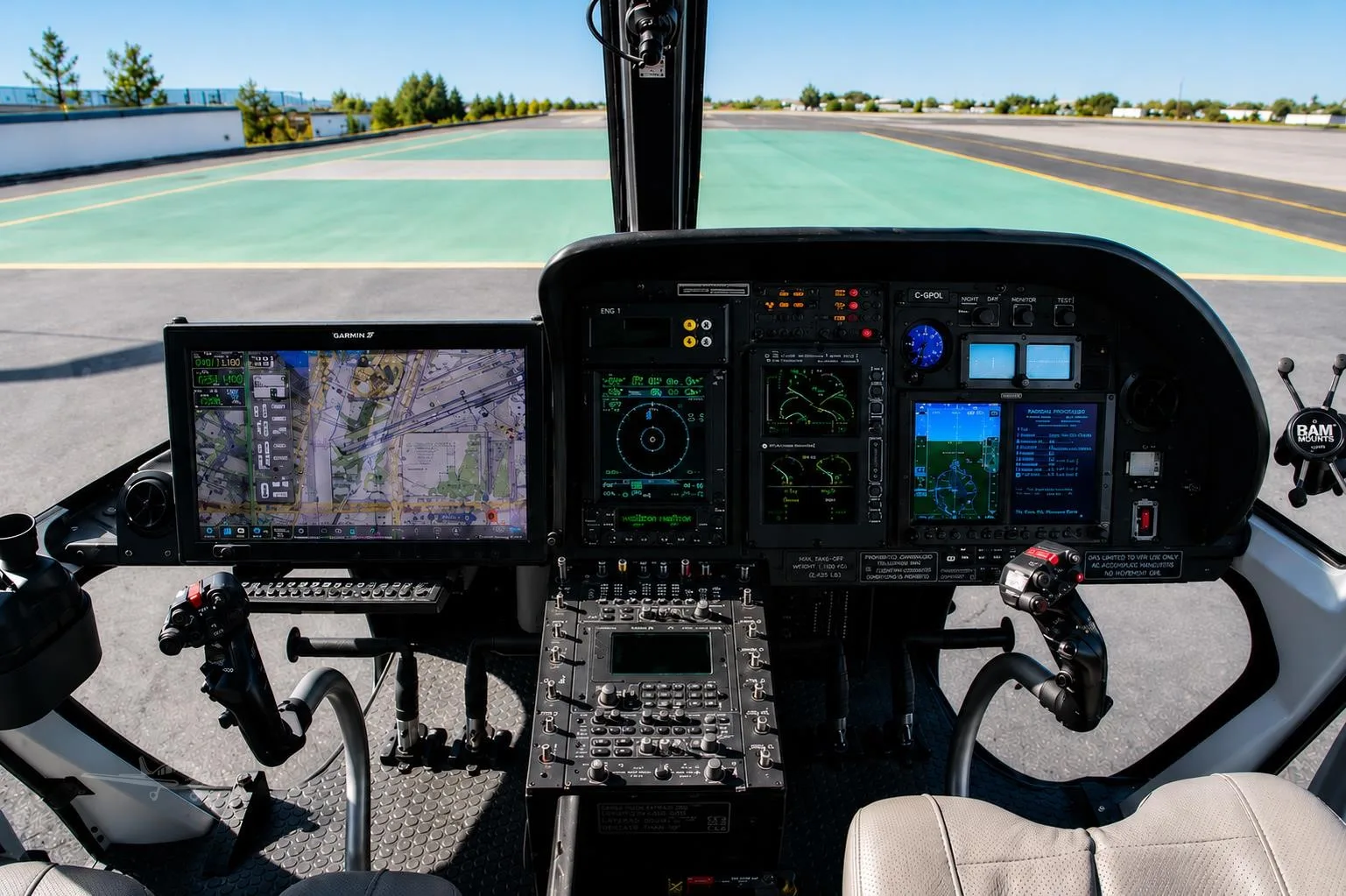 Cockpit and instrument panel of a 2014 AIRBUS H125.