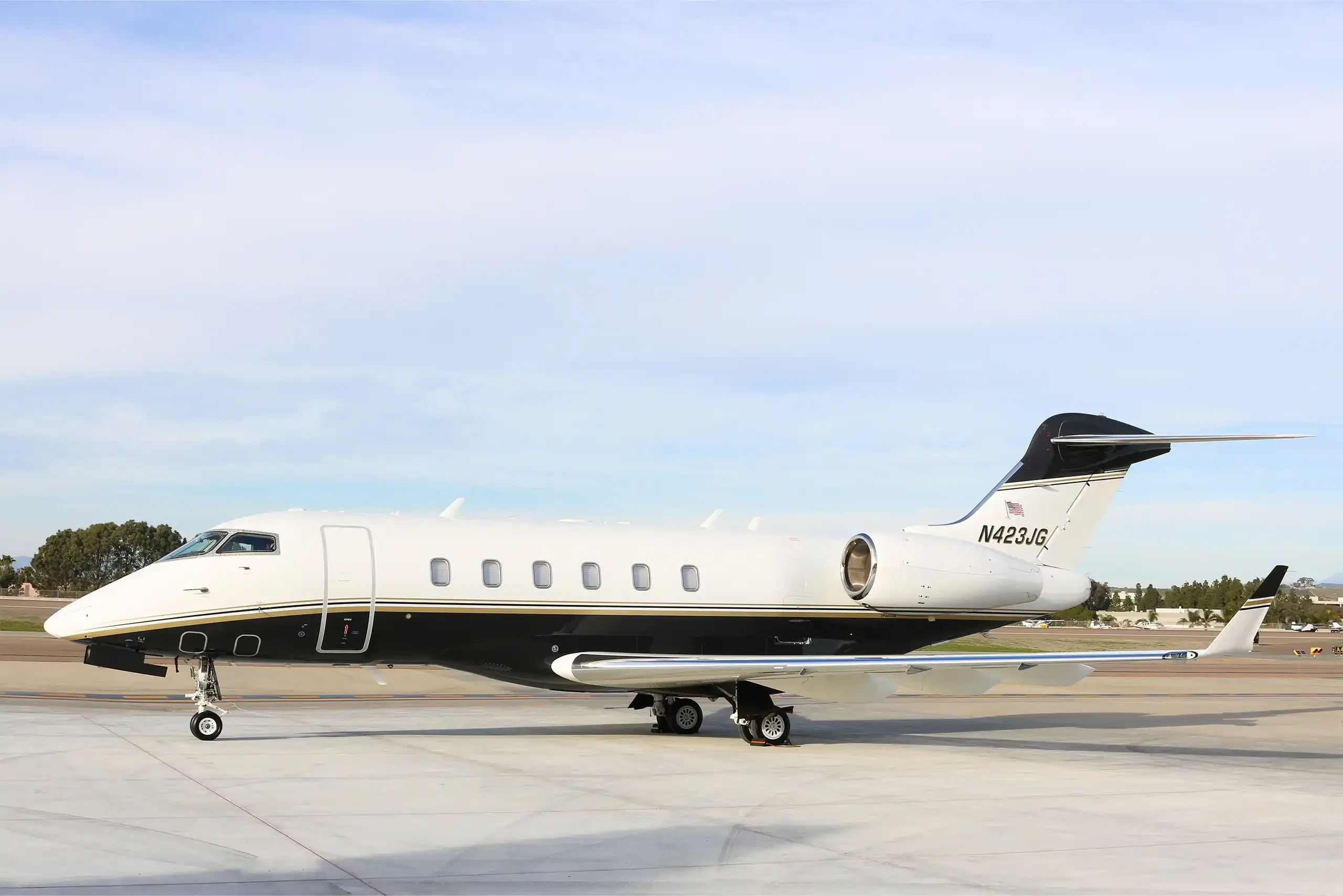 Cabin interior of a 2009 Bombardier Challenger 300.