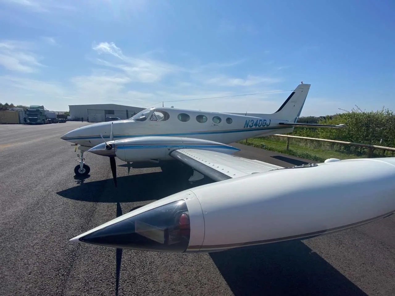 Exterior view of a 1979 Cessna C340A.