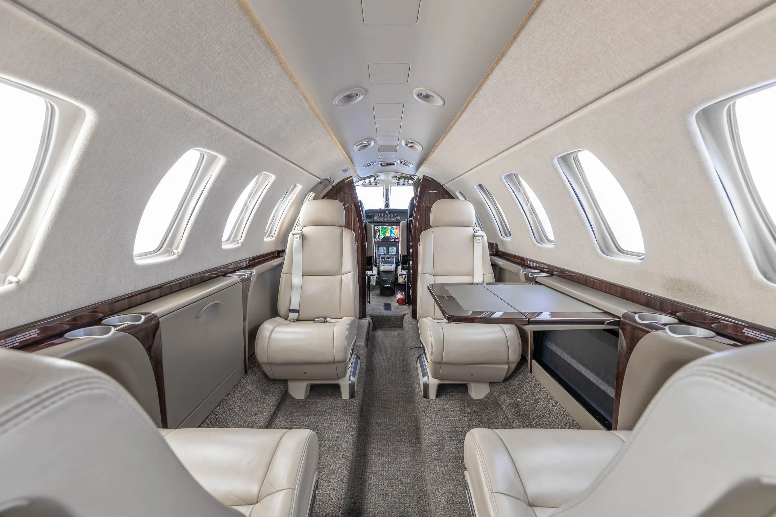 Cabin interior of a 2014 Cessna.