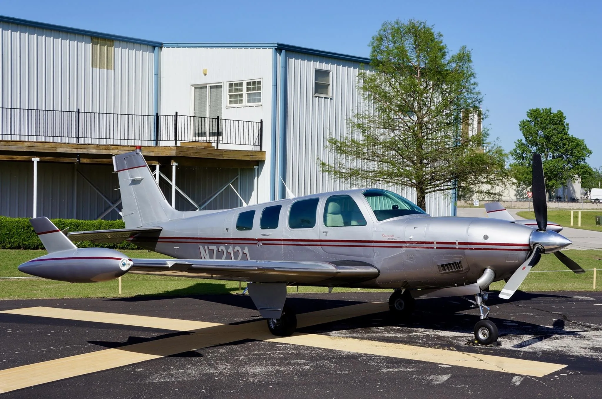 Exterior view of a 1984 BEECHCRAFT A36 BONANZA TURBOPROP, N72121.