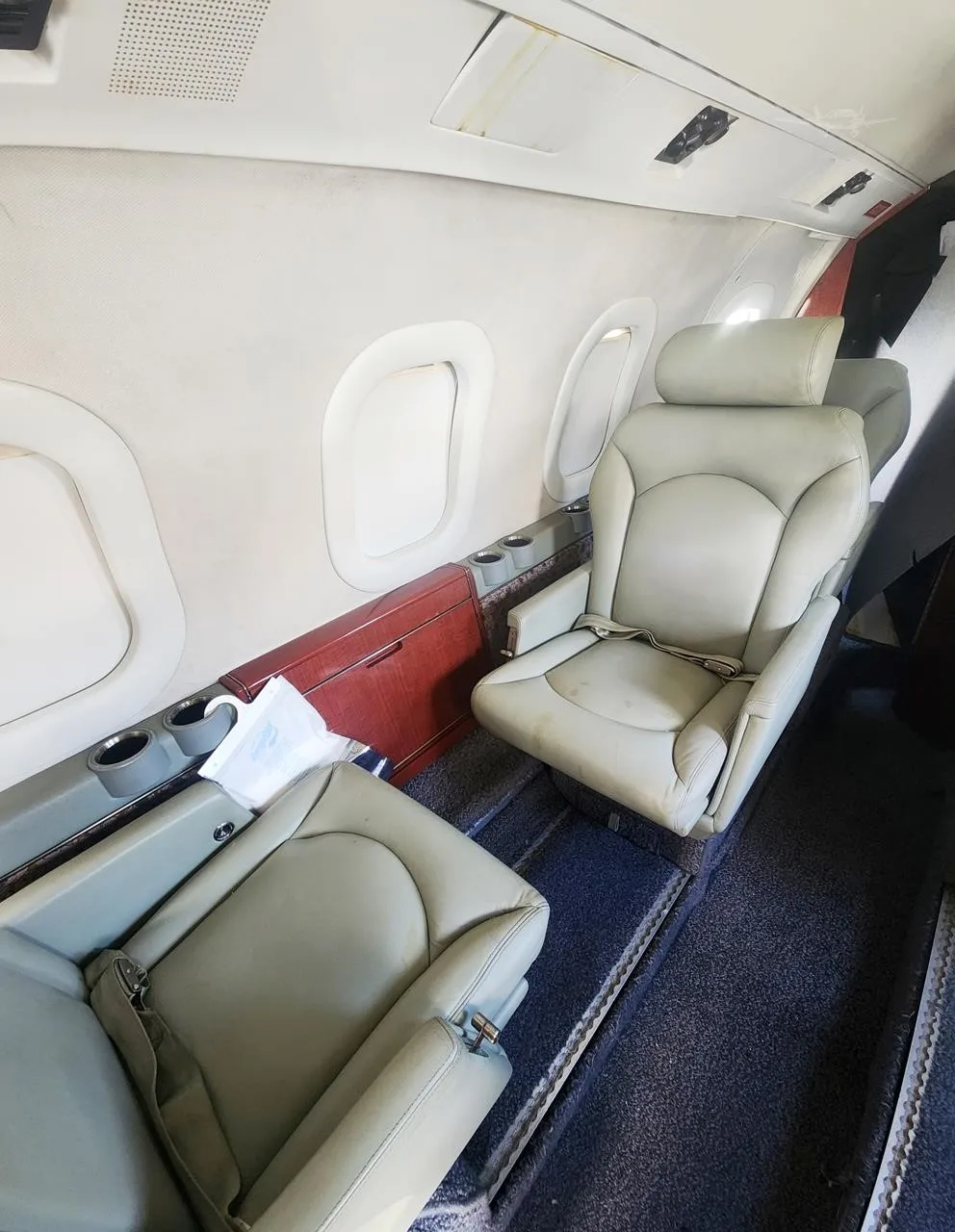 Cabin interior of a 1983 LEARJET 55.