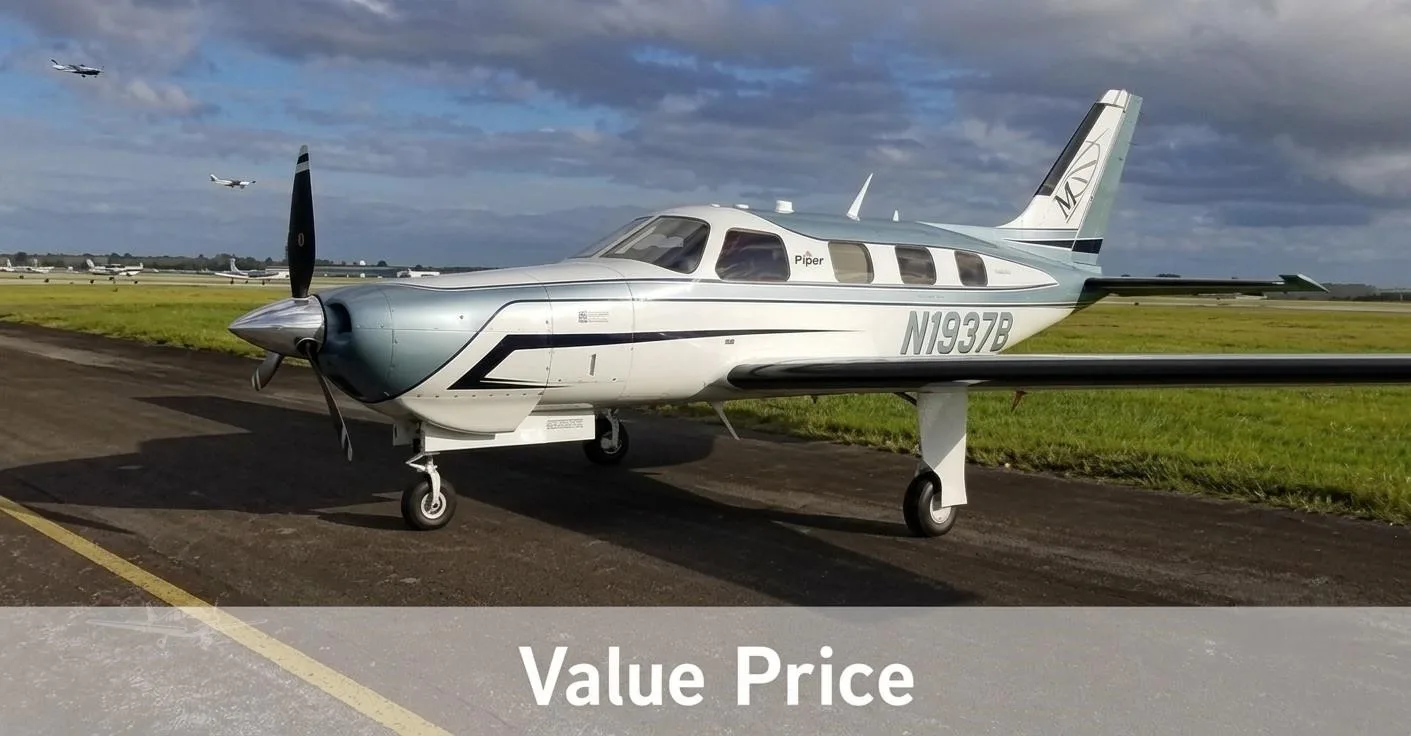 Exterior view of a 2025 PIPER M350, N1937B.