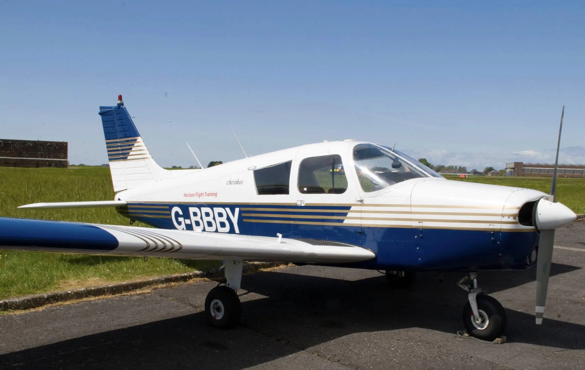 Exterior view of a 1973 Piper PA-28-140 Cherokee.