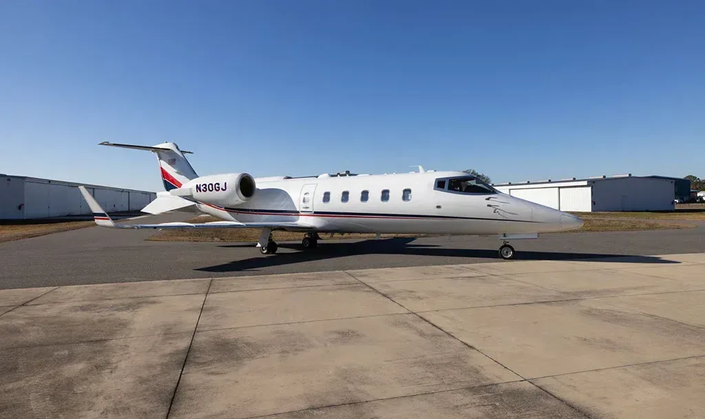 Exterior view of a 2012 Learjet.