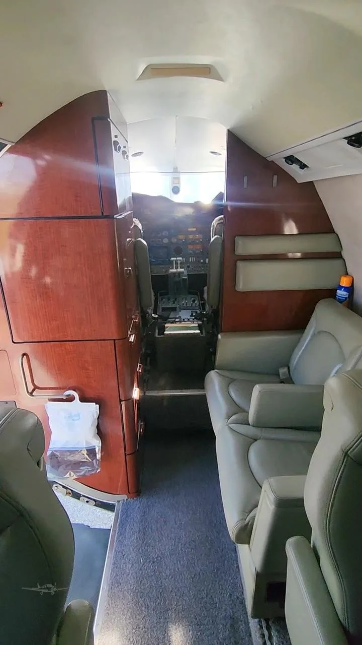 Cabin interior of a 1983 LEARJET 55.