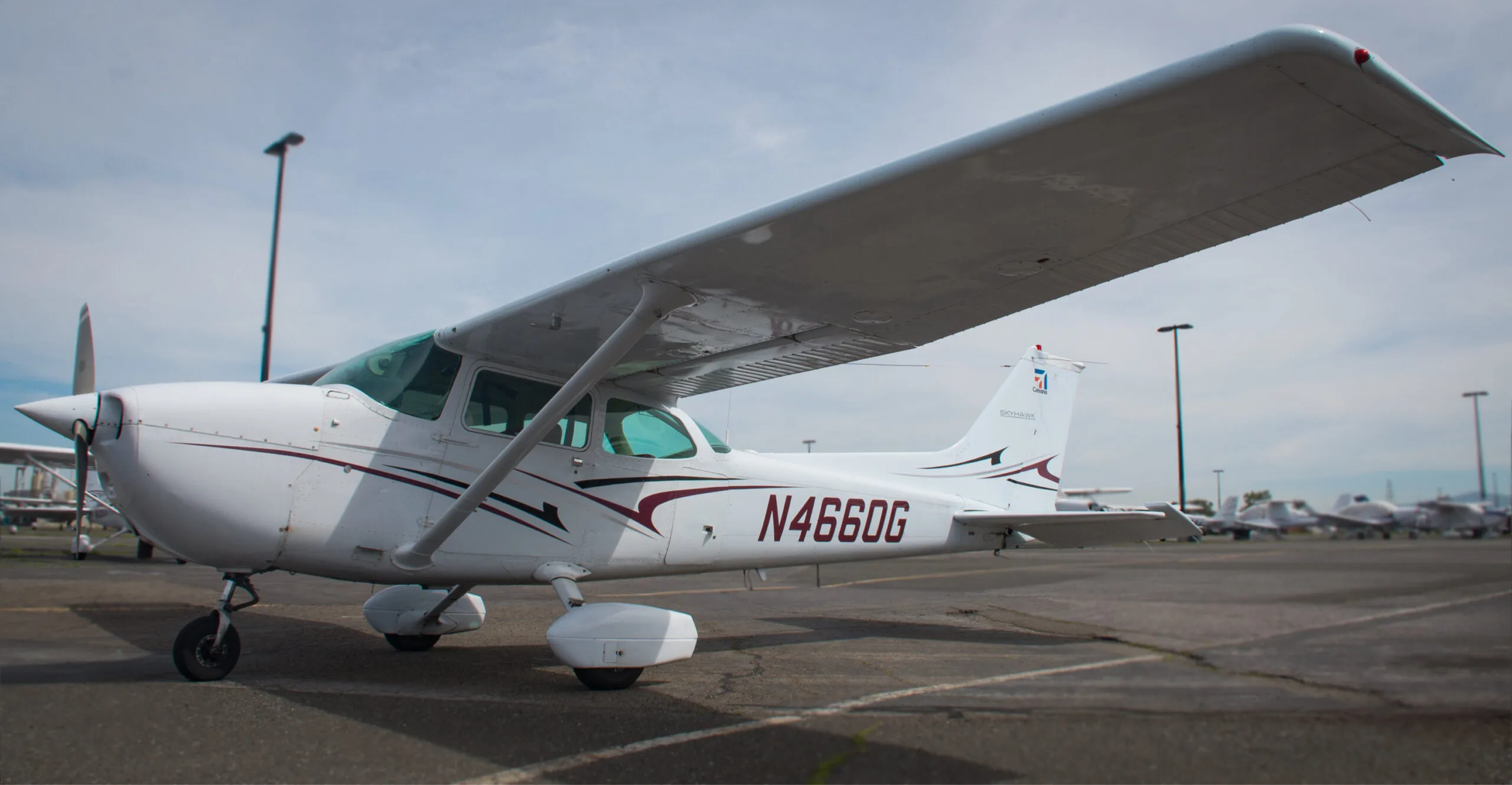 Cockpit and instrument panel of a 1980 Cessna Skyhawk 172N.