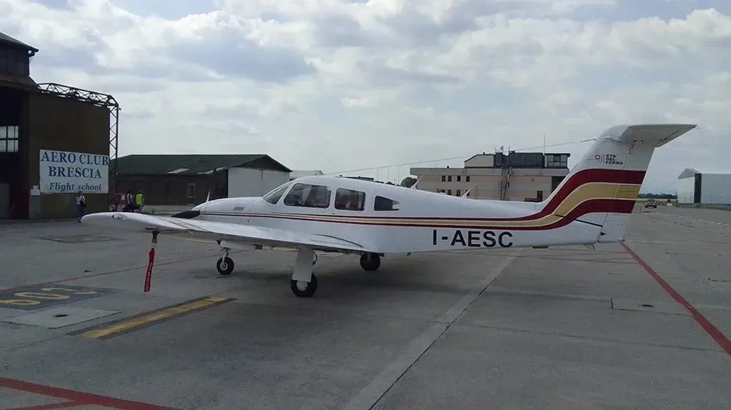 Exterior view of a 1979 Piper Arrow IV, N500DS.