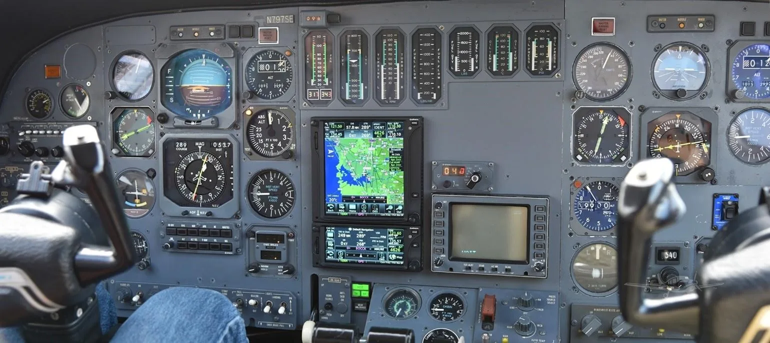 Cockpit and instrument panel of a 1980 CESSNA CITATION ISP.