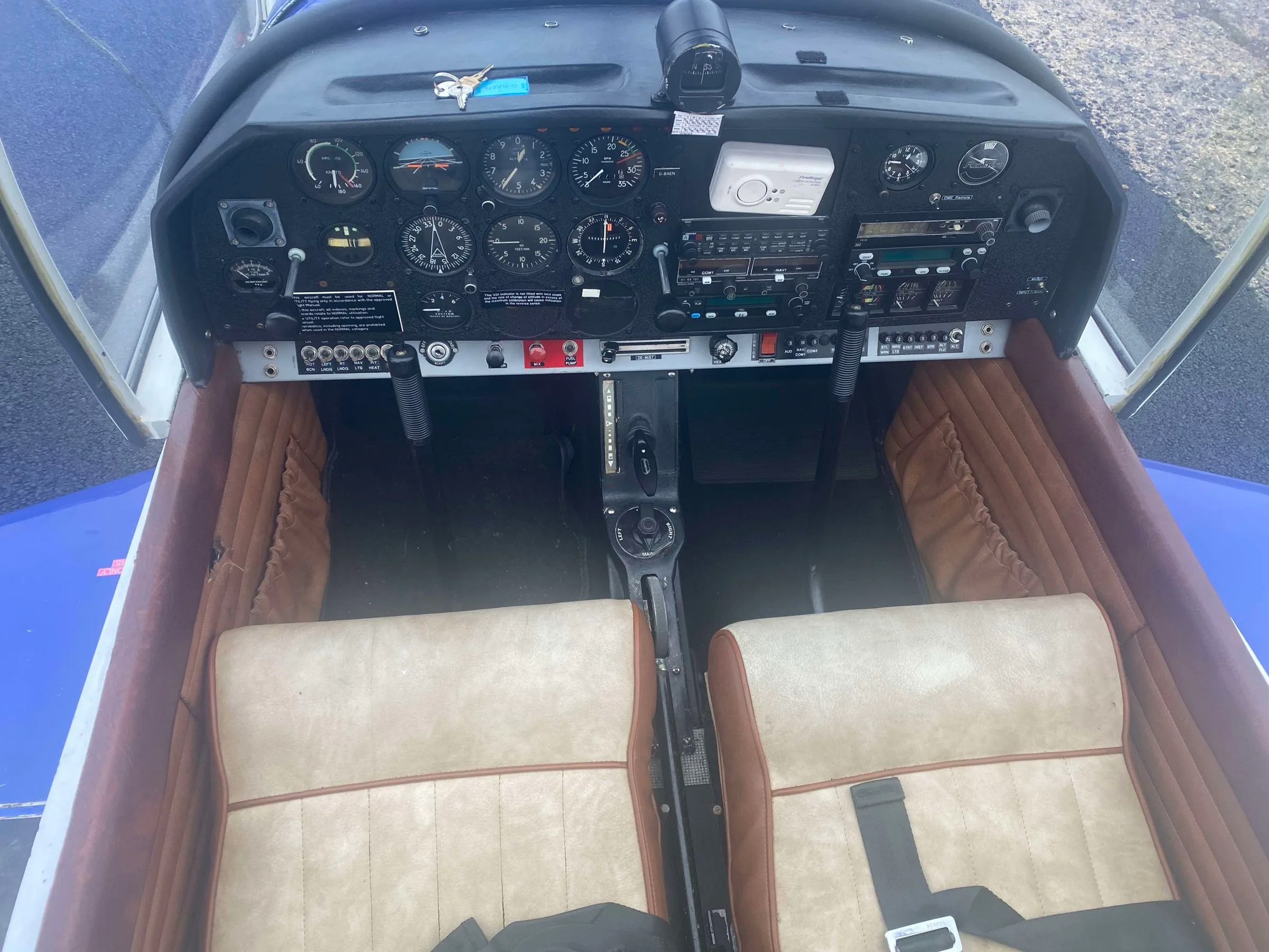 Cockpit and instrument panel of a 1972 Robin DR-400 180 Regent.