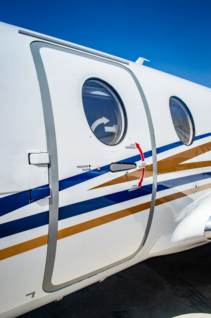 Exterior view of a Hawker 400XP, XB-SGJ.