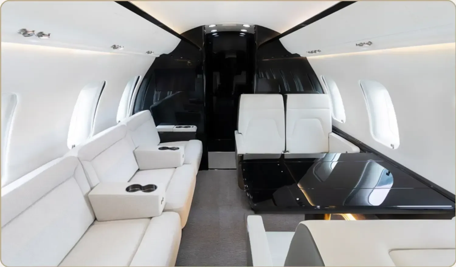 Cabin interior of a 2008 Bombardier Challenger.