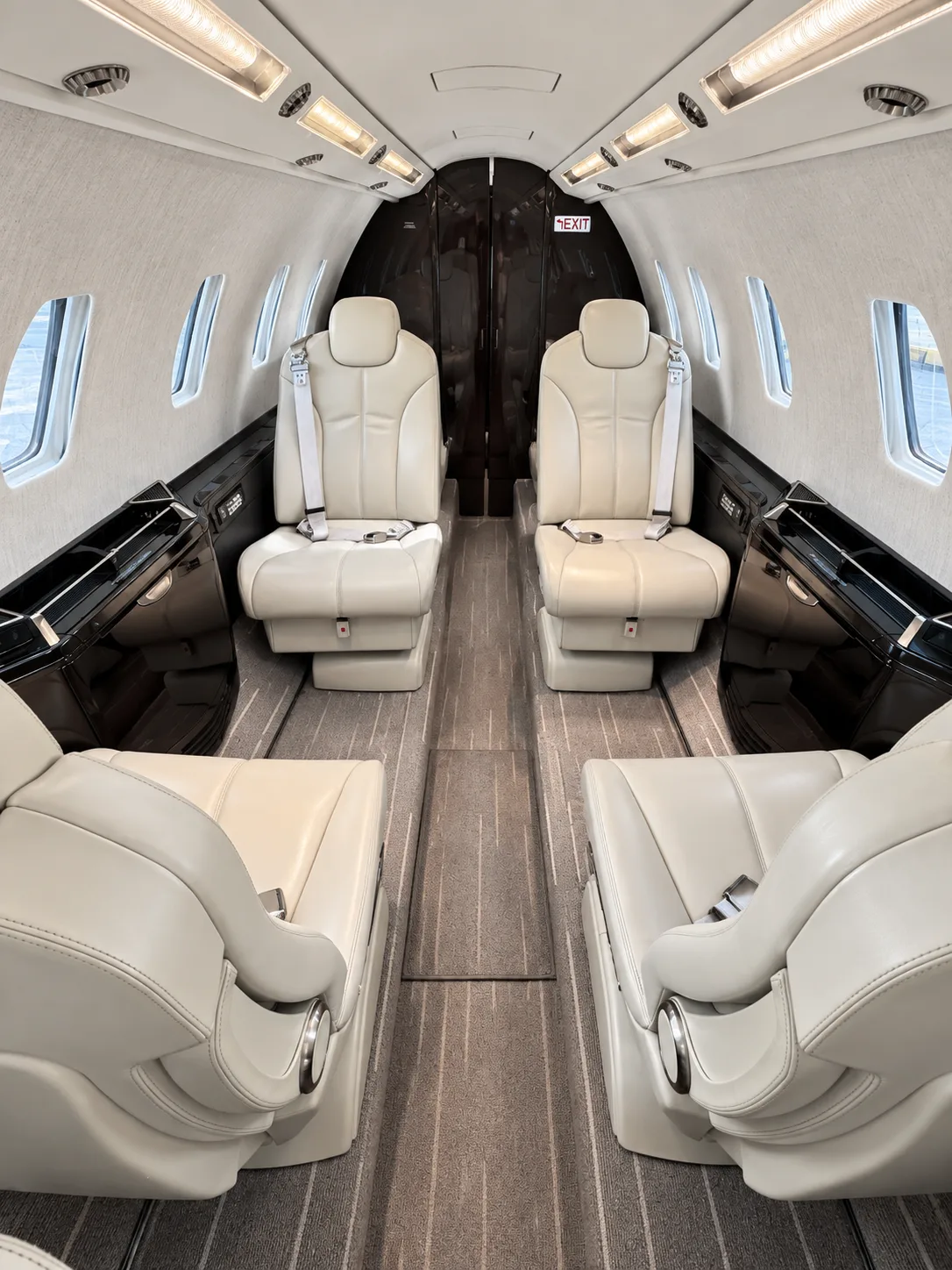 Cabin interior of a 2018 Cessna Citation Sovereign+.