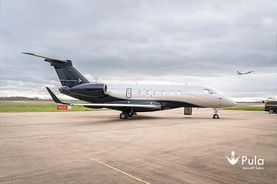 Exterior view of a 2018 Embraer Legacy 500, G-HAPA.