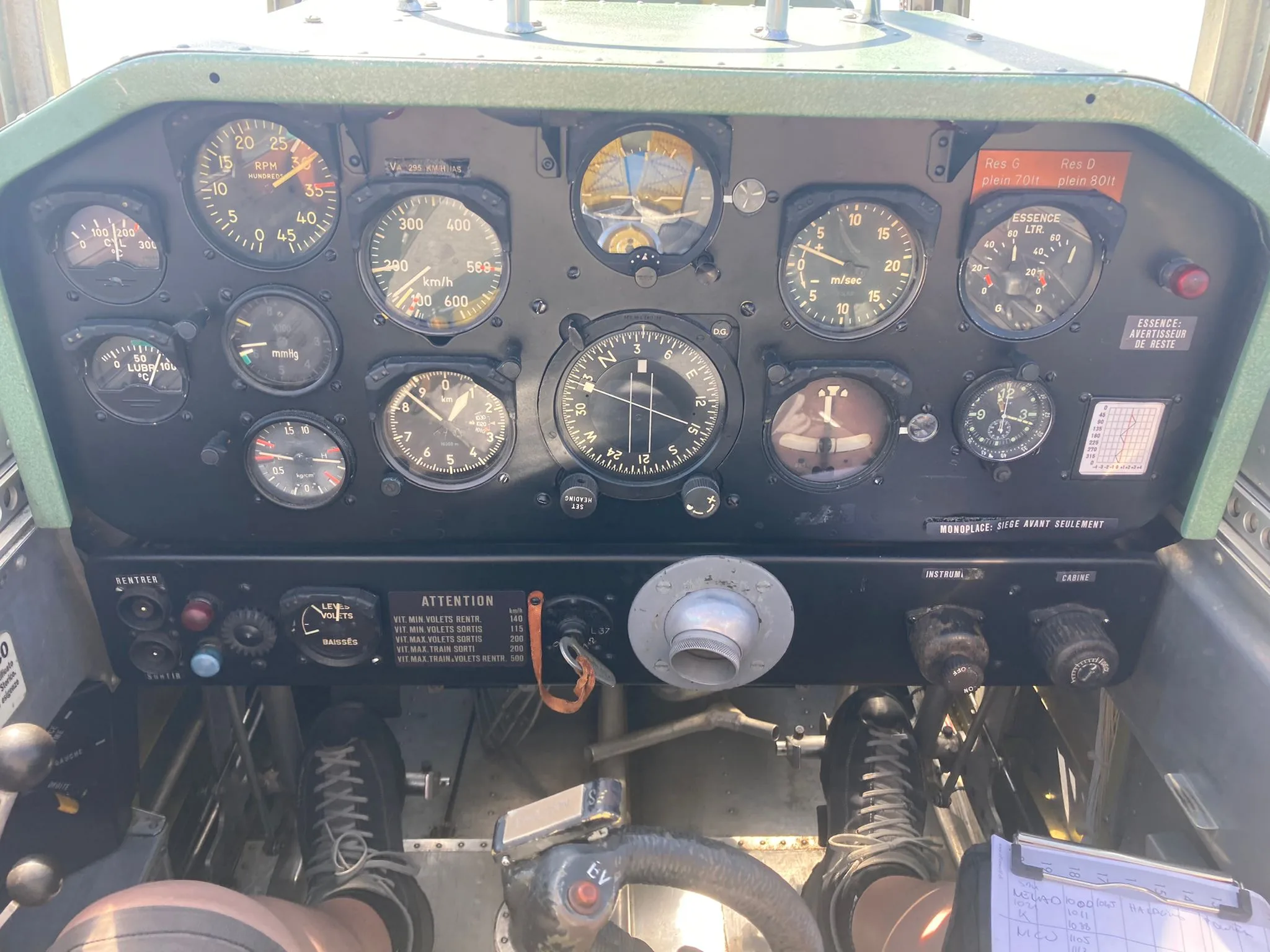 Cockpit and instrument panel of a 1957 Pilatus.
