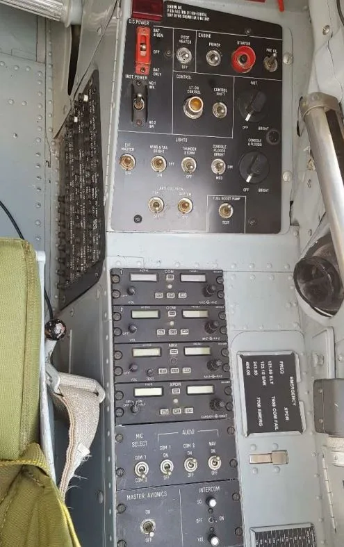 Cockpit and instrument panel of a 1955 North American T-28B Trojan.