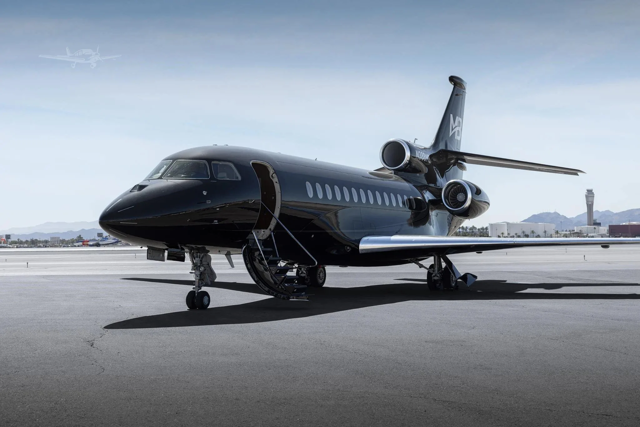 Marketing image of a 2013 Dassault Falcon 7X.