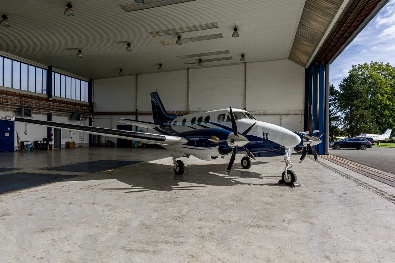 Exterior view of a 1979 Beechcraft King Air C90.