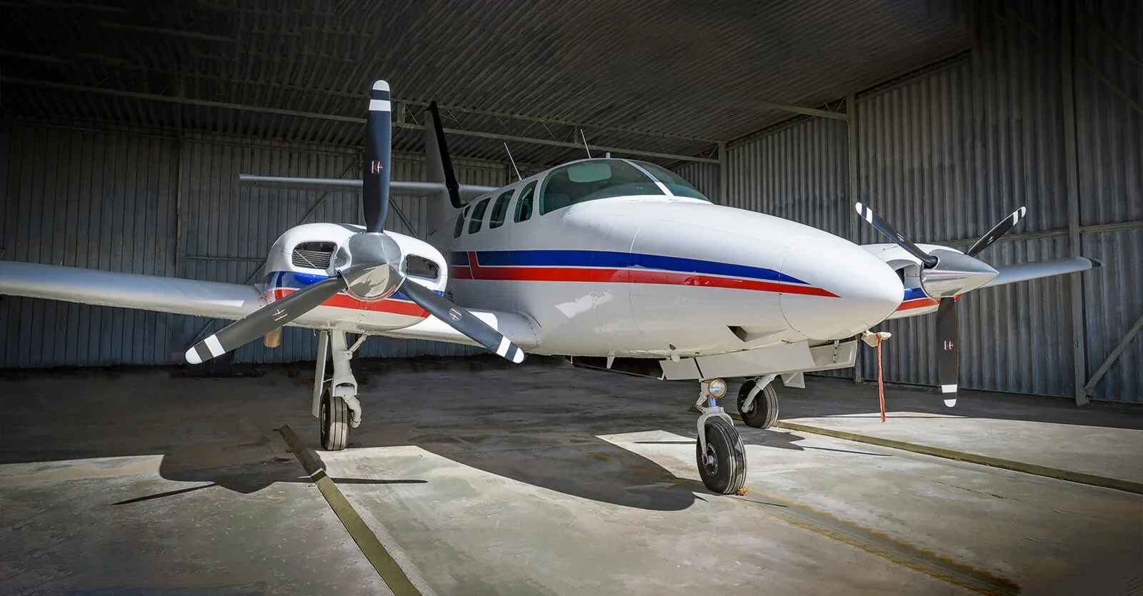 Exterior view of a 1982 Cessna T303 Crusader.