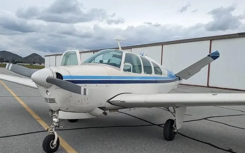 Exterior view of a 1974 Beechcraft F33A Bonanza.