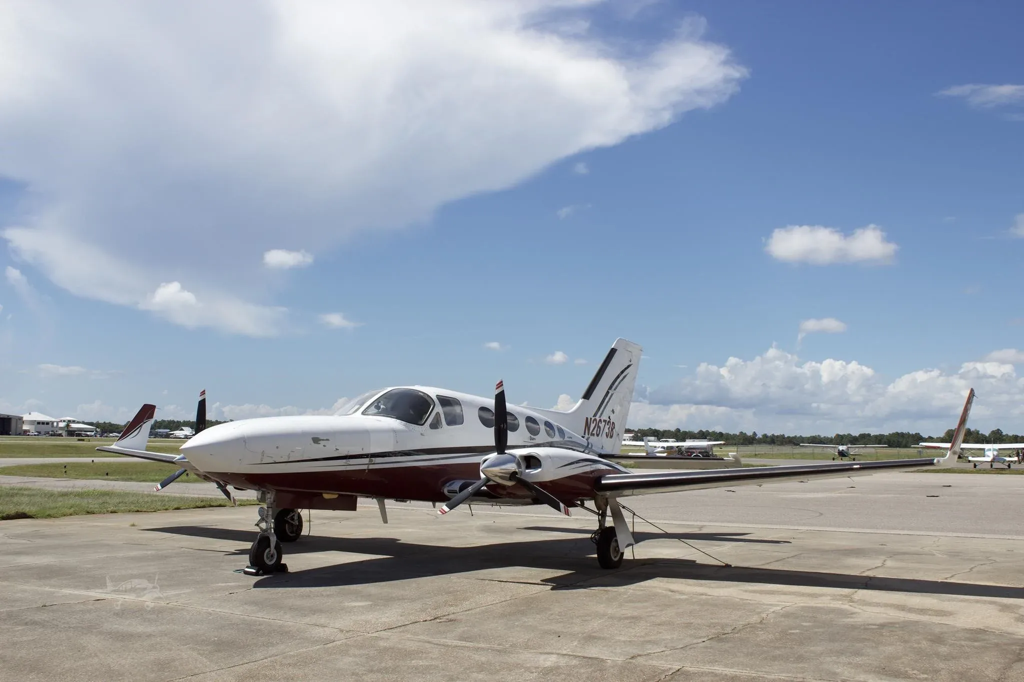 Exterior view of a 1980 CESSNA 414A, N2673B.